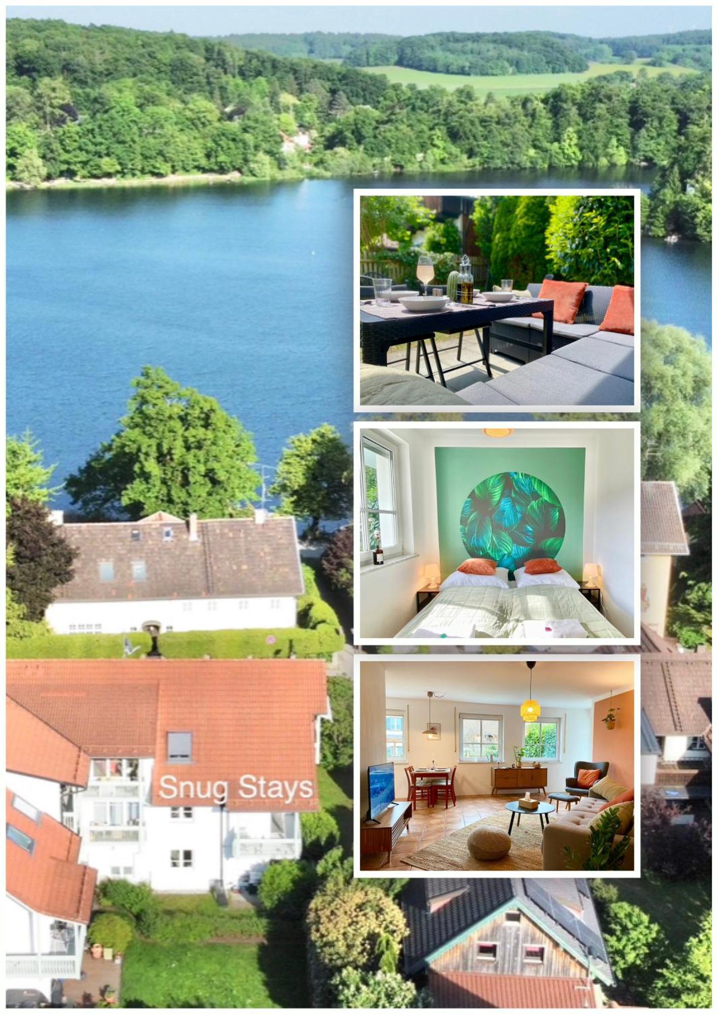 Snug Stays I 3 Zimmer Design Apartment Am See Mit Garten I Home Office I Highspeed Wifi Weßling Eksteriør bilde